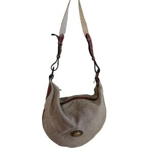 Vintage Redwall Linen Shoulder Bag Leather TRIM NWOT